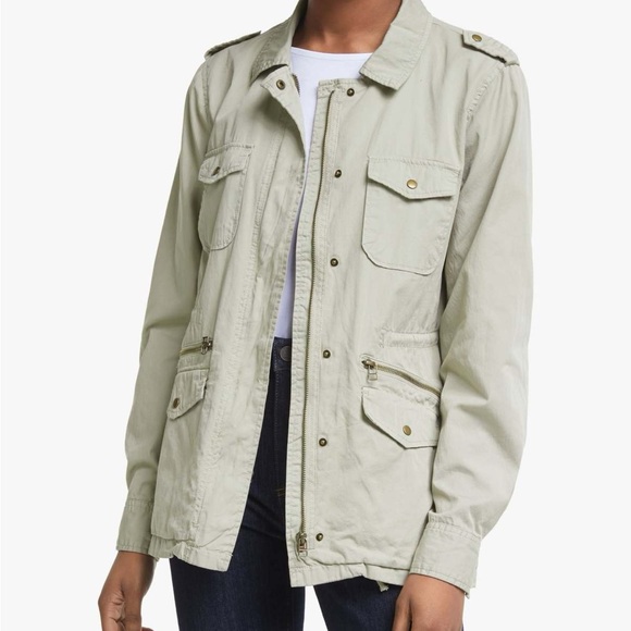 NWT cotton light gray military twill pocketed jacket - Picture 2 of 10